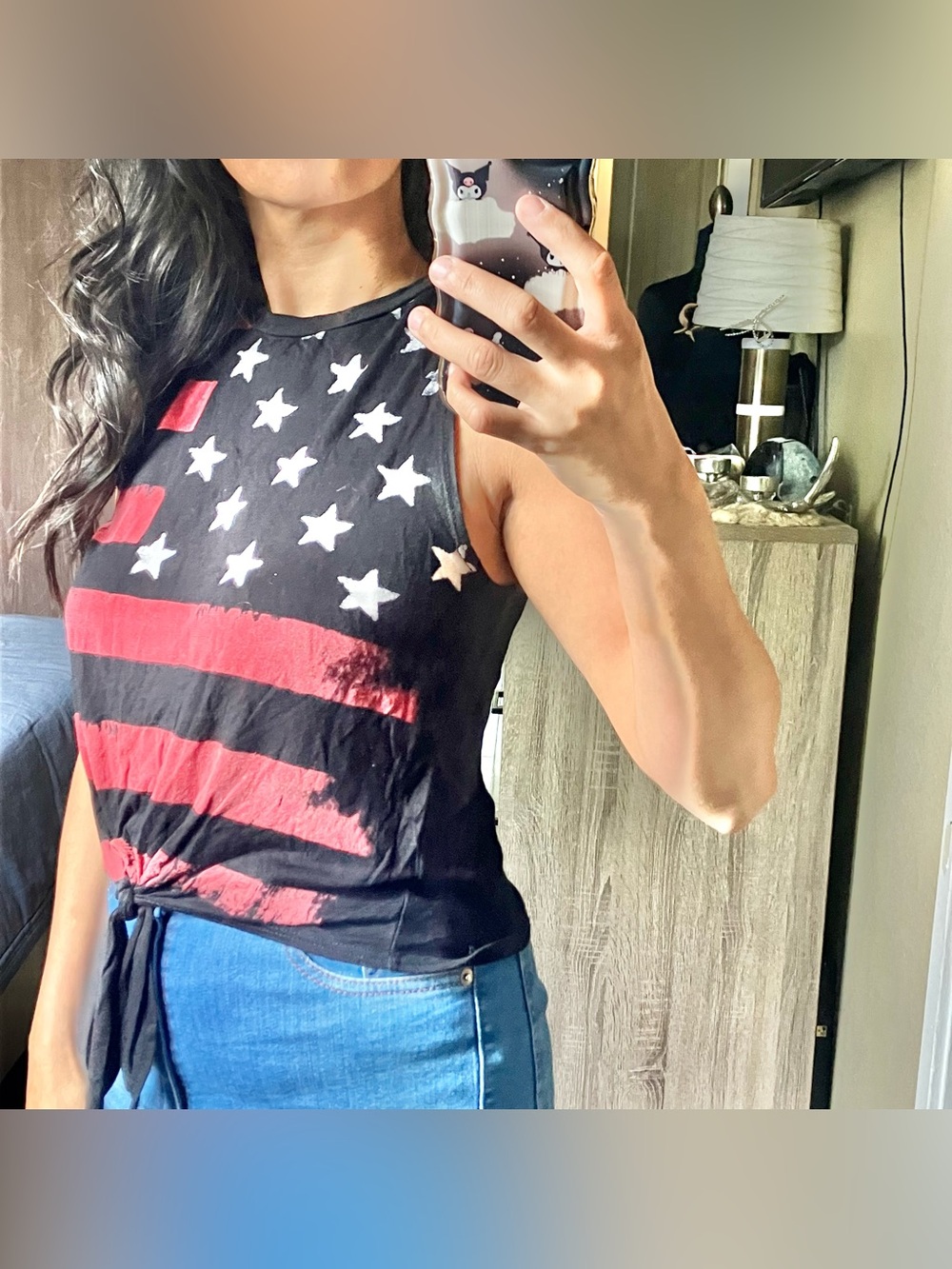 American Flag tie blouse